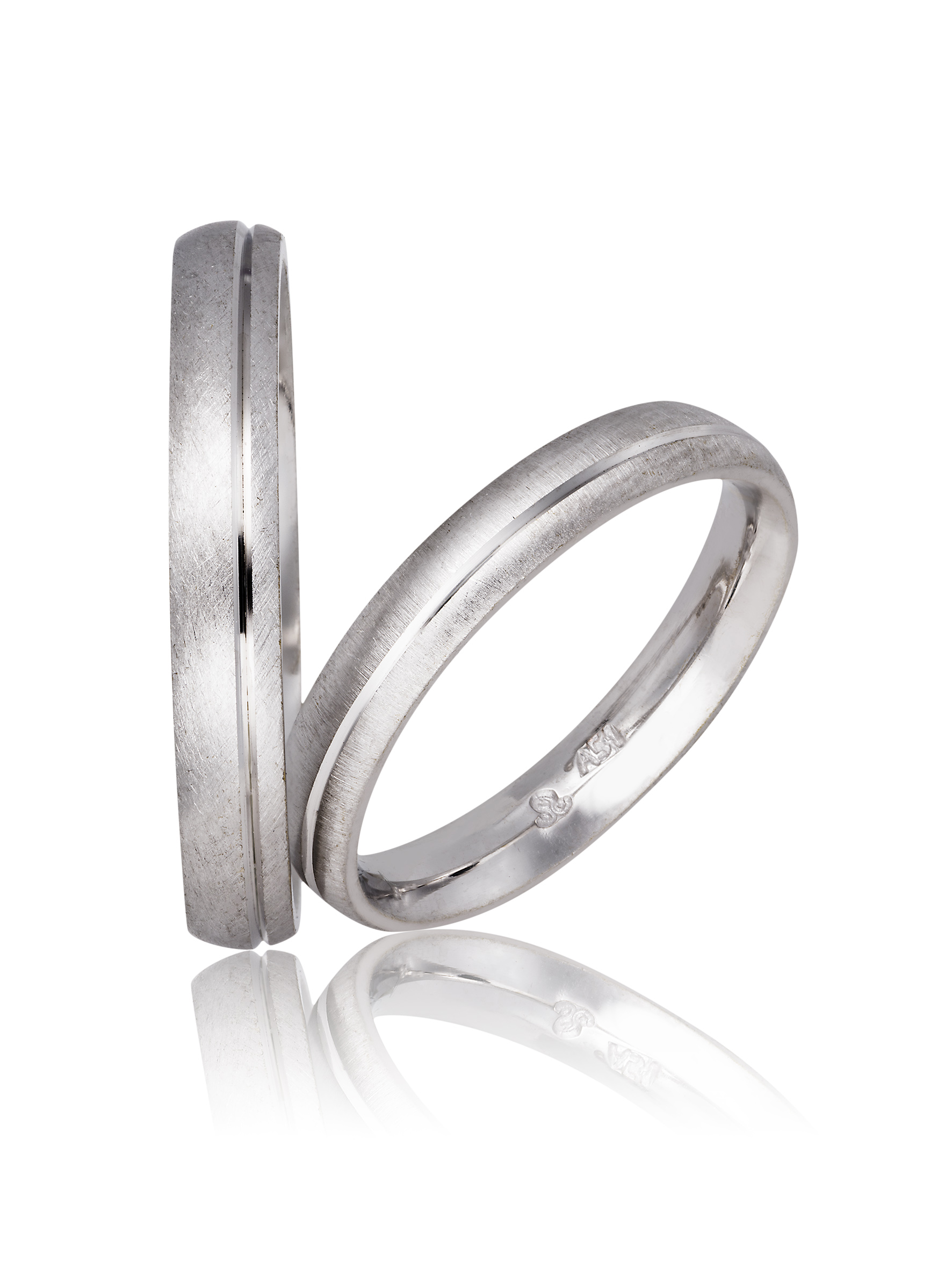 Βέρες γάμου απο  λευκόχρυσο σατινέ 3.3mm.